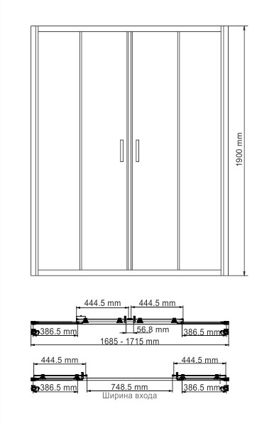 Душевая дверь WasserKRAFT Lippe 45S09, прозрачная, в нишу, 90 x 200 см