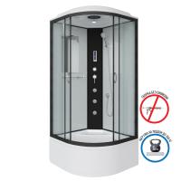 Душ.каб. NG-6708-14F (900х900х2150) высокий поддон(40см) стекло ПРОЗРАЧНОЕ черные профиля 4 места