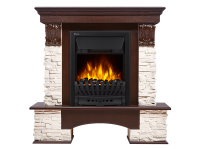 Портал Firelight Pietra Classic камень белый, шпон темный дуб