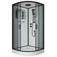 Душ.каб. NG-6902-01 BLACK (1000х1000х2100) низкий поддон (16 см) стекло ТОНИРОВАННОЕ, 4 места