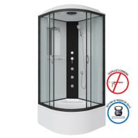Душ.каб. NG-6708-14G (900х900х2150) высокий поддон(40см) стекло ПРОЗРАЧНОЕ черные профиля 4 места