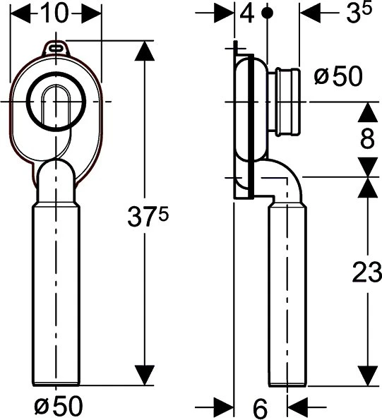 Сифон для писсуара GEBERIT 152.951.11.1 вертикальный выпуск D50 (белый)