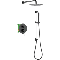 Душевой комплект Timo Saona SX-2309/03SM 250 мм, со смесителем, черный матовый