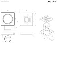 W02BD-P11-010-01BM PrimeFlow Трап для душа точечный мокрый затвор Cut Gradient 10см цвет черн мат