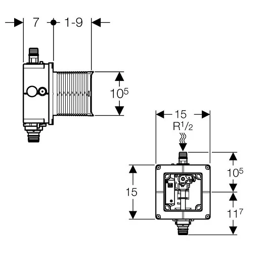 Блок для системы управлением смывом писсуара GEBERIT 116.004.00.1