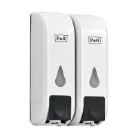 Дозатор для жидкого мыла пластиковый puff-8108, белый с черной кнопкой, 350+350 мл, 22х9х14 см