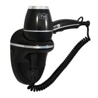 Фен для волос настенный "Puff-1800ВlB", черный, 1,8 кВт, с розеткой