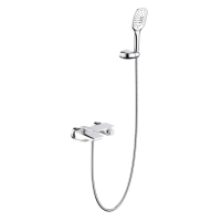 Смеситель для ванны Timo Helmi, вертикальный монтаж, латунь, белый, хром, с душем