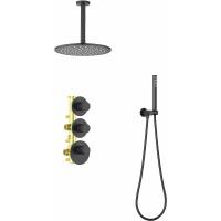 Душевая система Timo Saona SX-2399/03SM с термостатом Черная матовая