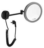 Зеркало WasserKraft K-1004BLACK с LED-подсветкой, 3-х кратным увеличением