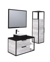 Тумба подвесная "ЛОФТ-90 см" с 2-я ящ. шанико/металл черный (ум. GR-3015/GR-3016/GR-3031)