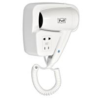 Фен для волос настенный "Puff-1200B", белый, 1,2 кВт, с доп. розеткой