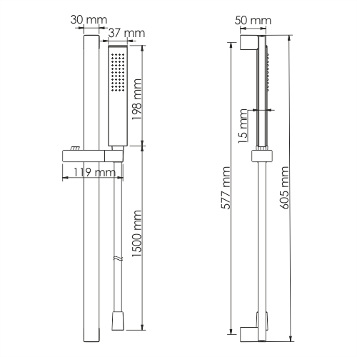 Душевой гарнитур WasserKraft A143, вертикальный монтаж, цвет хром, 1500мм