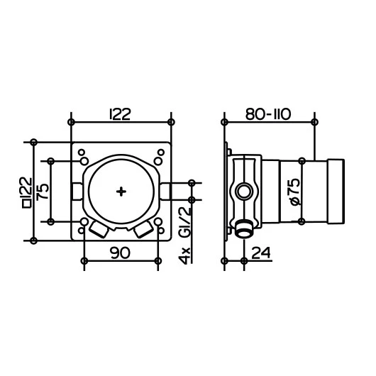 Скрытая часть смесителя Keuco IXMO 59553000070 с термостатом