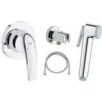 Гигиенический душ Grohe Baucurve, встроенный, с смесителем, покрытие хром, длина шланга 1.25м
