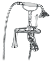 Смеситель на борт ванны с ручным душем хром, ручка белая Cezares Margot MARGOT-PBV-01-Bi