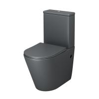 Унитаз GR-4480GMS Color (620*365*810) СЕРЫЙ МАТОВЫЙ напольный БЕЗОБОДКОВЫЙ с тонкой крышкой, 2 места