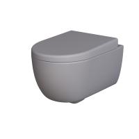 Унитаз Abner 103T20301R (545*360*330) МАТОВЫЙ СЕРЫЙ подвесной БЕЗОБОДКОВЫЙ с толстой крышкой, 2 места