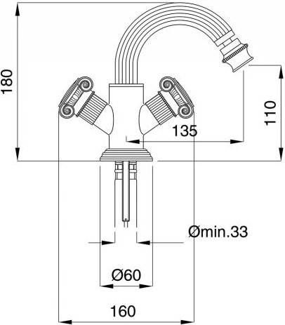 Смеситель для биде Cezares Olimp OLIMP-BS2-02-M Бронза