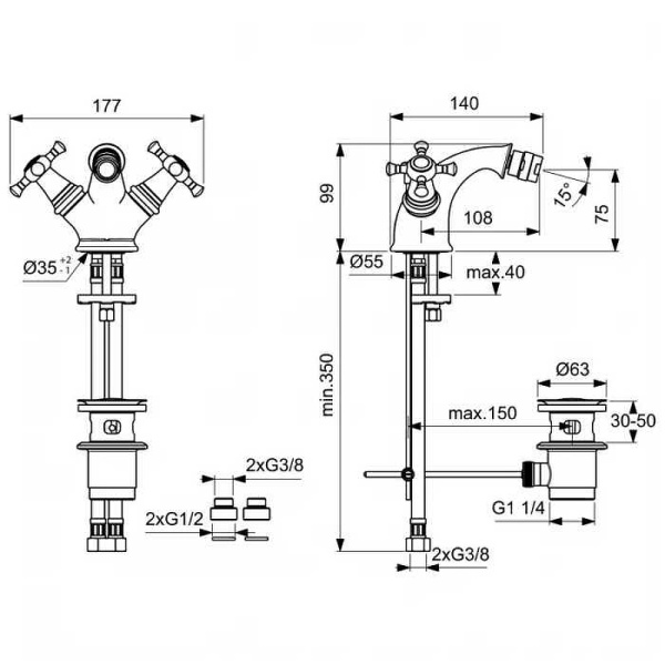 Смеситель для биде Ideal Standard Reflection B9655AA Хром