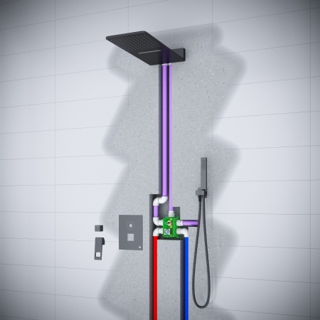 Душевая система Timo "Briana" SX-7139/03SM, верхний тропический душ, черный