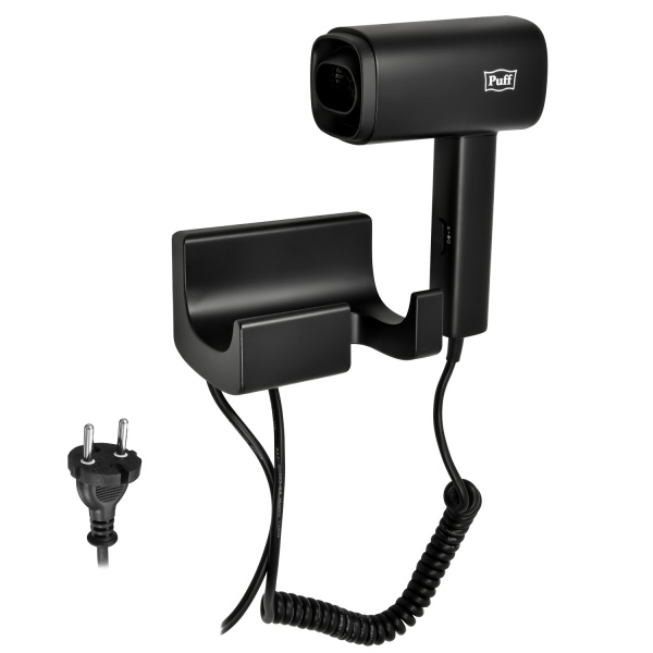 Фен для волос настенный "Puff-1601Вl",  черный матовый