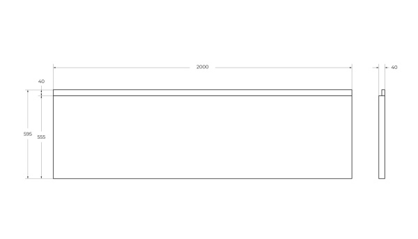 Передняя панель для акриловой ванны с комплектом крепежа для установки на каркасе PLANE-200-F-SCR-W37, 200x5x58