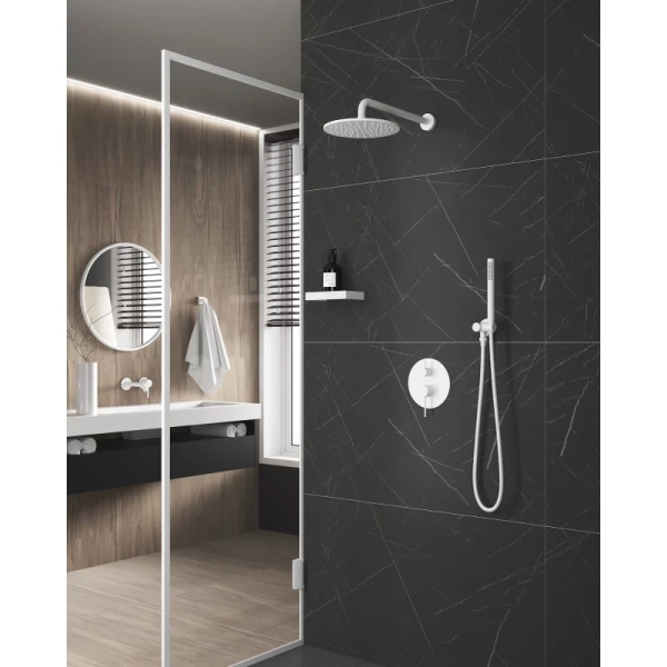 Душевой комплект Timo Saona SX-2369/16SM 250 мм, со смесителем, белый матовый