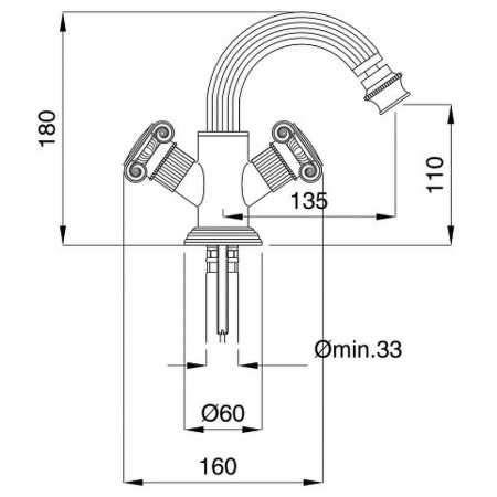 Смеситель для биде Cezares Olimp OLIMP-BS2-03/24-M Золото 24 карат