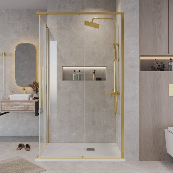 Душ.ограждение 300.K33.01.1280.32.00 Galaxy (120*80*195) золото сатин, стекло прозрачное, 2 места