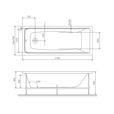 W90A-170-075W-R Gem Каркас в комплекте с монтажным набором 170х75