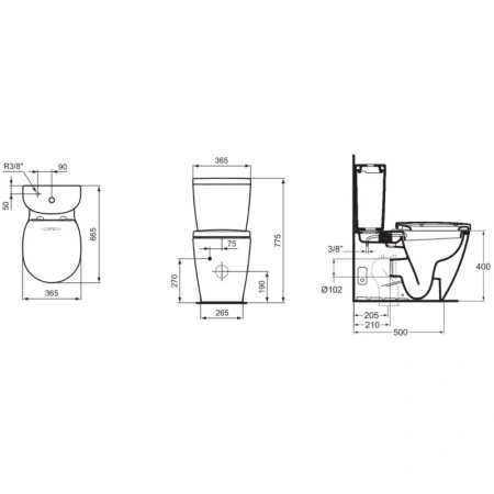 Чаша напольного унитаза с функцией биде Ideal Standard Connect E781701