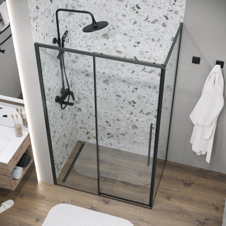 Душ.ограждение 120.K33.01.1270.21.00 Galaxy (120*70*195) черный матовый, стекло прозрачное, 2 места