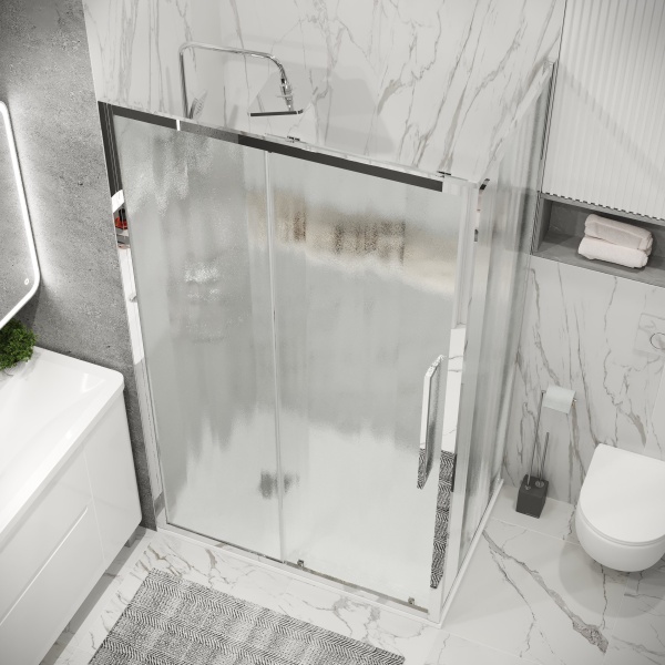 Душ.ограждение 120.K33.02.1090.10.02 Cosmo (100*90*195) хром, стекло шиншилла, 2 места