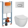 Комплект унитаза с инсталляцией Vitra Mia Round SmoothFlush 9856B003-7200 с сиденьем Микролифт и клавишей смыва Хром матовый