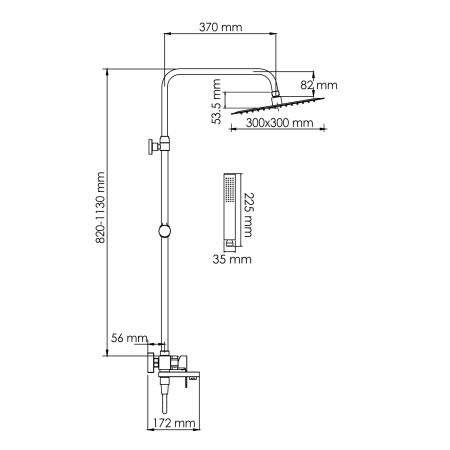 Душевой комплект WasserKraft Abens 2000 A277.162.218, с тропическим душем