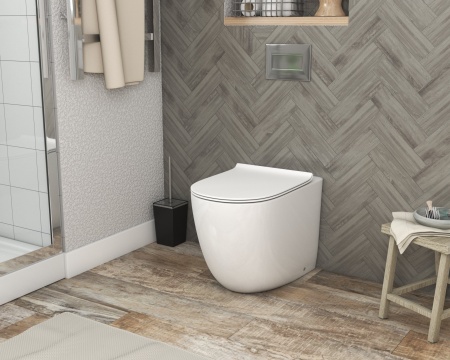 Унитаз GR-PR4411S (570*360*410) БЕЛЫЙ приставной БЕЗОБОДКОВЫЙ с тонкой крышкой, 1 место