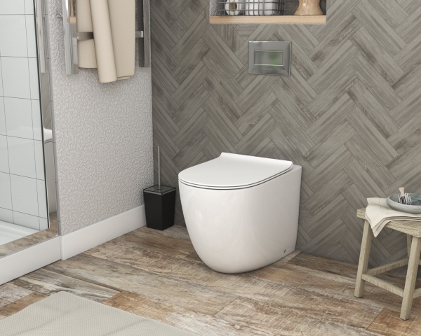 Унитаз GR-PR4411S (570*360*410) БЕЛЫЙ приставной БЕЗОБОДКОВЫЙ с тонкой крышкой, 1 место