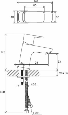 Смеситель для раковины Ravak 10° Free TD F 012.00 X070127 Хром