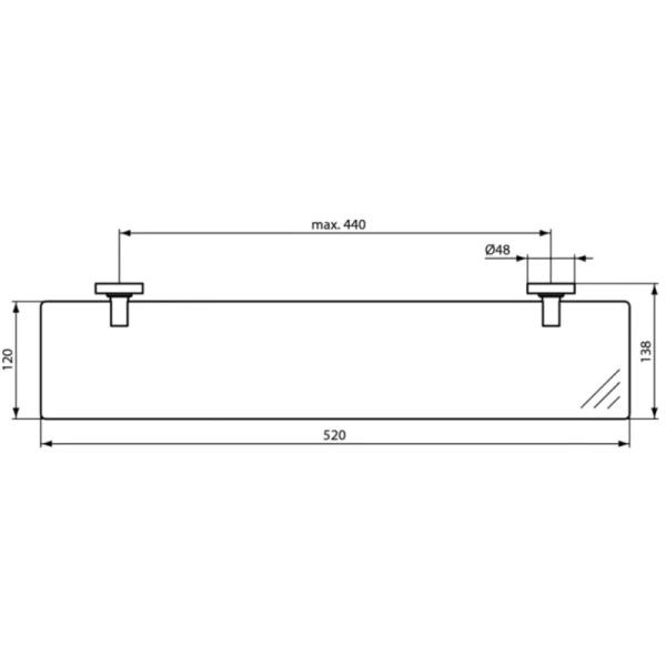 Полка стеклянная 52 см Ideal Standard IOM A9124AA