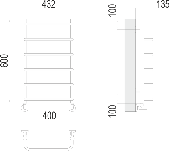 Полотенцесушитель водяной Terminus Стандарт П6 400x600