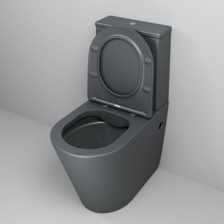 Унитаз GR-4480GMS Color (620*365*810) СЕРЫЙ МАТОВЫЙ напольный БЕЗОБОДКОВЫЙ с тонкой крышкой, 2 места