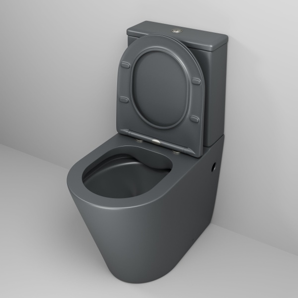 Унитаз GR-4480GMS Color (620*365*810) СЕРЫЙ МАТОВЫЙ напольный БЕЗОБОДКОВЫЙ с тонкой крышкой, 2 места