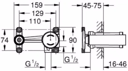 Скрытая часть смесителя для раковины Grohe 23571000