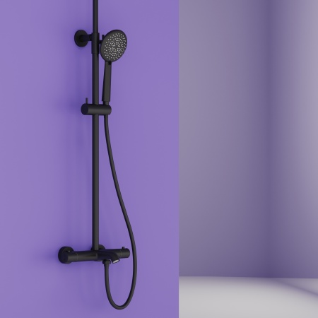 SC3001MB Душевая стойка SANCOS Game для душа/ванны с термостатическим смесителем, цвет черный матовы