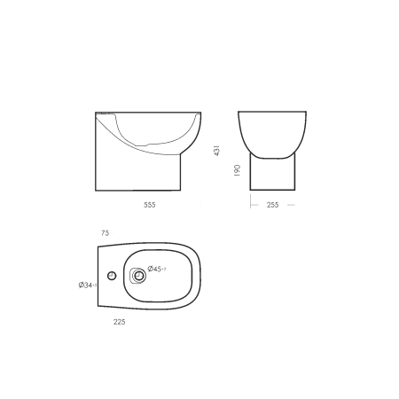 Биде напольное Sanita Luxe Infinity ВКС Белый S1 INFSLBI01