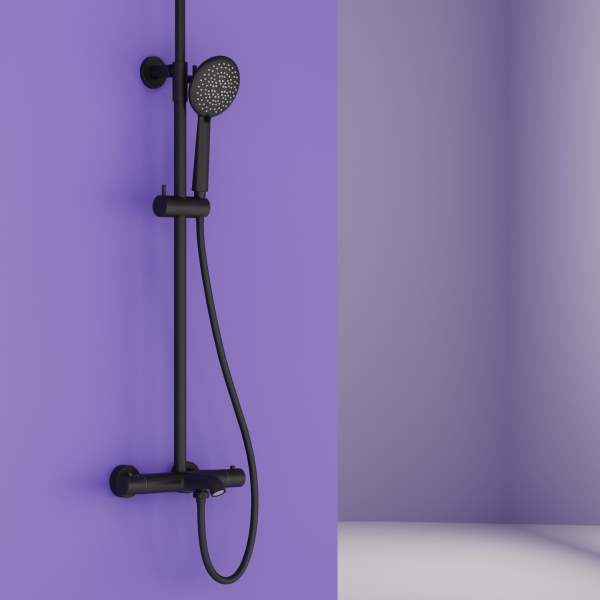 SC3001MB Душевая стойка SANCOS Game для душа/ванны с термостатическим смесителем, цвет черный матовы