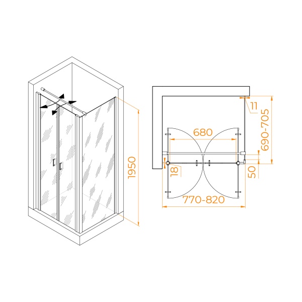Душевой уголок RGW PA-144 (PA-104+Z-050-2+O-104)
