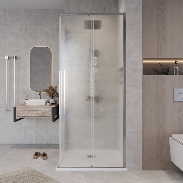 1/2 душ.ограждения 1/2.К33.01.90.10.02 Galaxy (90*195) хром, стекло шиншилла, 1 место