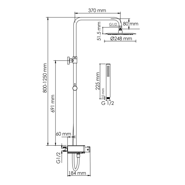 A114.258.217.CB Thermo Душевой комплект с термостатическим смесителем